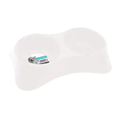 Comedero Bowl Doble Melamine Blanco Para Perro