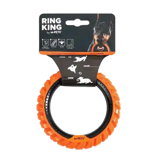 Juguete Ring King Naranja Y Negro Para Perro