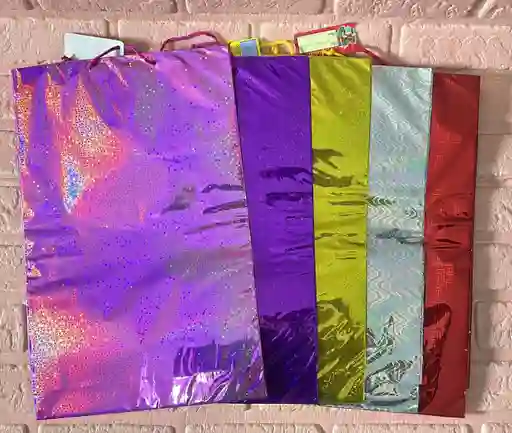 Bolsa Regalo Metalizada Holograma Talla L (( 26*41*7 )) Colores De Dama Cod.1895