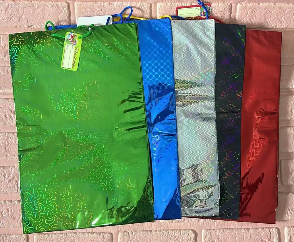 Bolsa Regalo Metalizada Holograma Talla L (( 26*41*7 )) Colores De Hombre