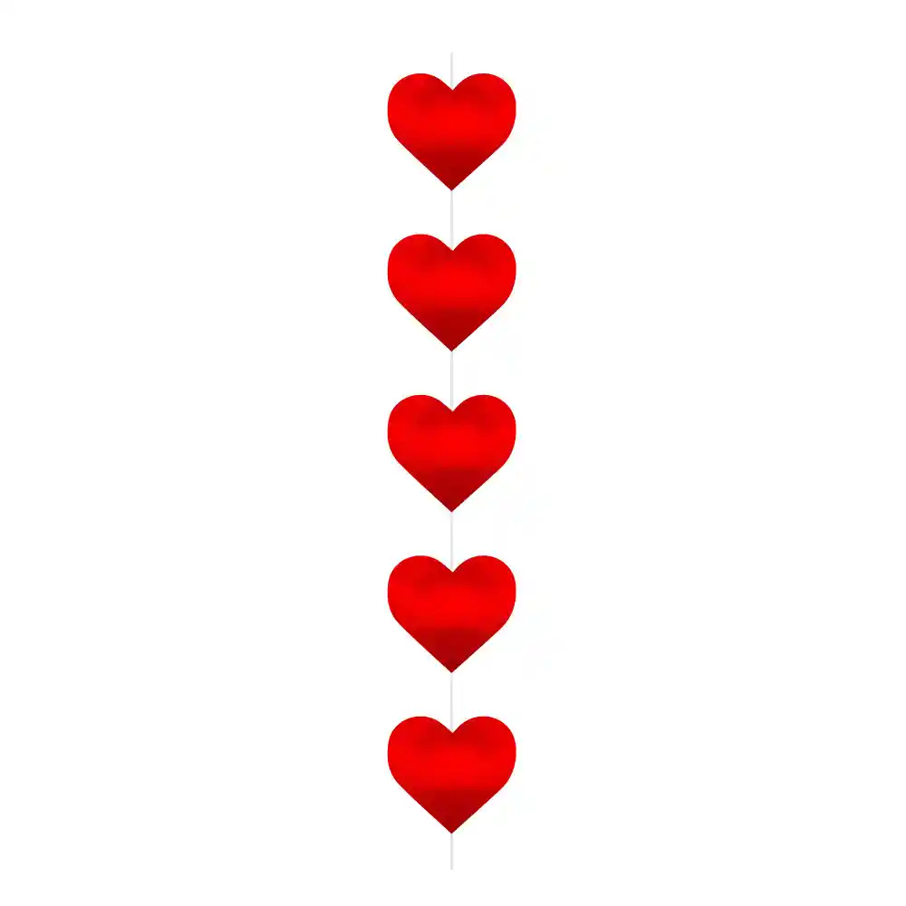 Cadeneta Corazones Rojos Metalizada X 1 Und