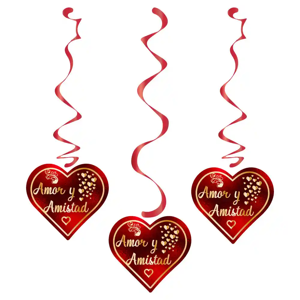 Espirales Amor Y Amistad Dorado Rojo X 3 Und