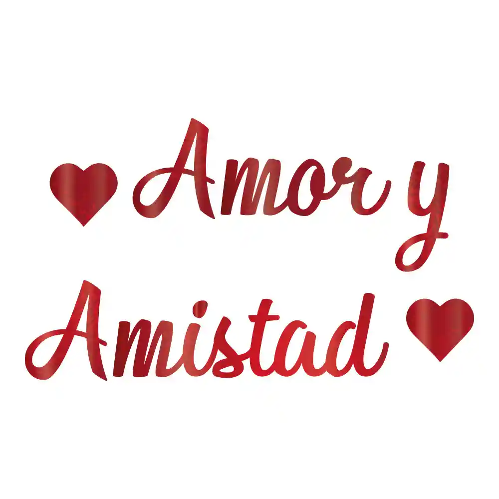 Letrero Amor Y Amistad Cursivo Rojo