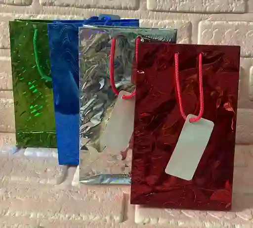 Bolsa Regalo Metalizada / Holograma Talla S Medidas (( 11*20*4 )) Colores De Hombre