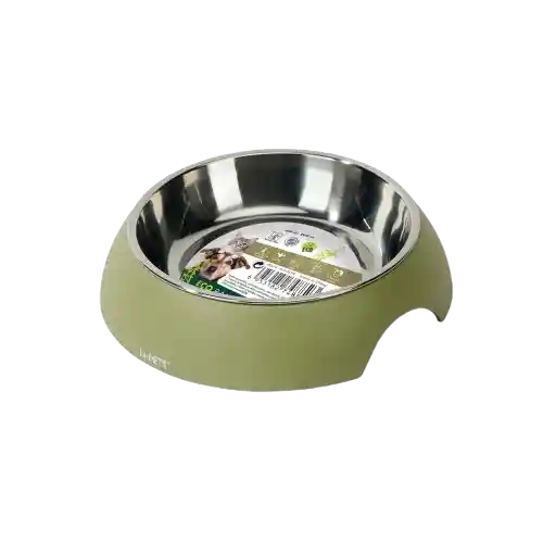 Comedero Bowl Eco Bamboo Color Oliva Para Perro
