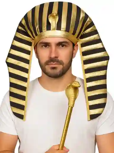 Gorro Faraon Egipcio Y Baston Para Disfraz Halloween