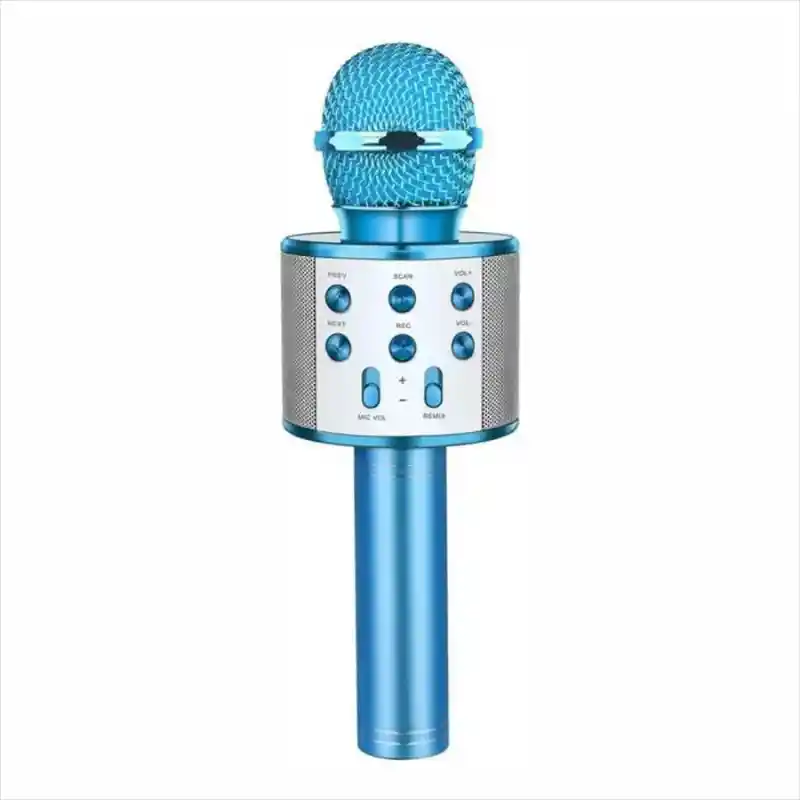 Micrófono Portátil Parlante Karaoke Bluetooth Parlantes Voz Azul