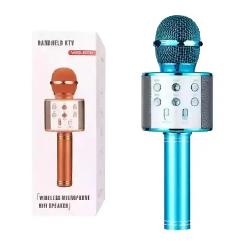 Micrófono Portátil Parlante Karaoke Bluetooth Parlantes Voz Azul