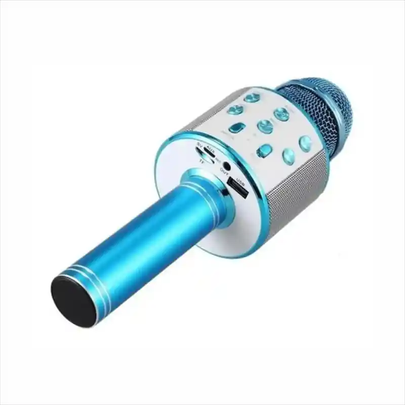 Micrófono Portátil Parlante Karaoke Bluetooth Parlantes Voz Azul