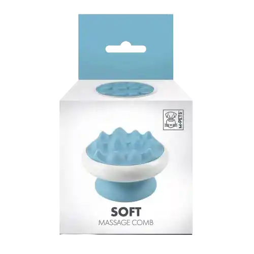 Peine Masajeador Soft Azul Para Gato