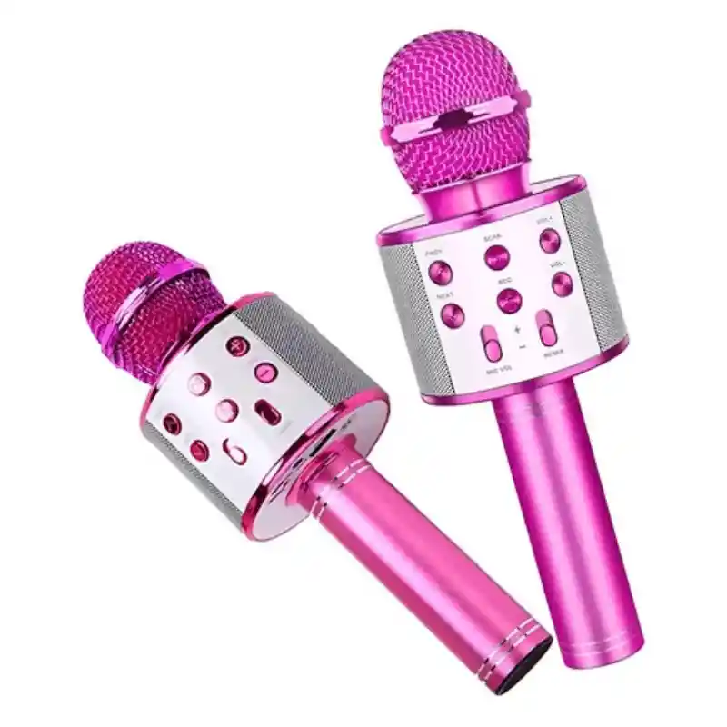 Micrófono Portátil Parlante Karaoke Bluetooth Parlantes Voz Fucsia