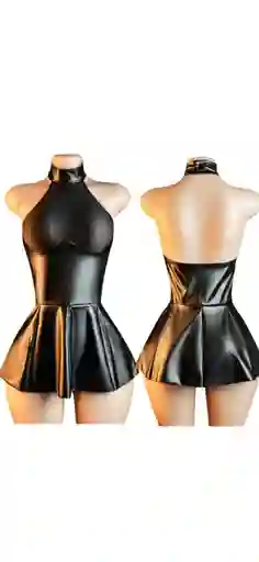 Lencería Vestido Sexy Negro En Latex