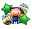 Bouquet Metalizado X5 Globos Minecraft
