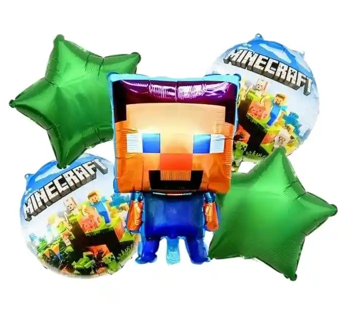 Bouquet Metalizado X5 Globos Minecraft