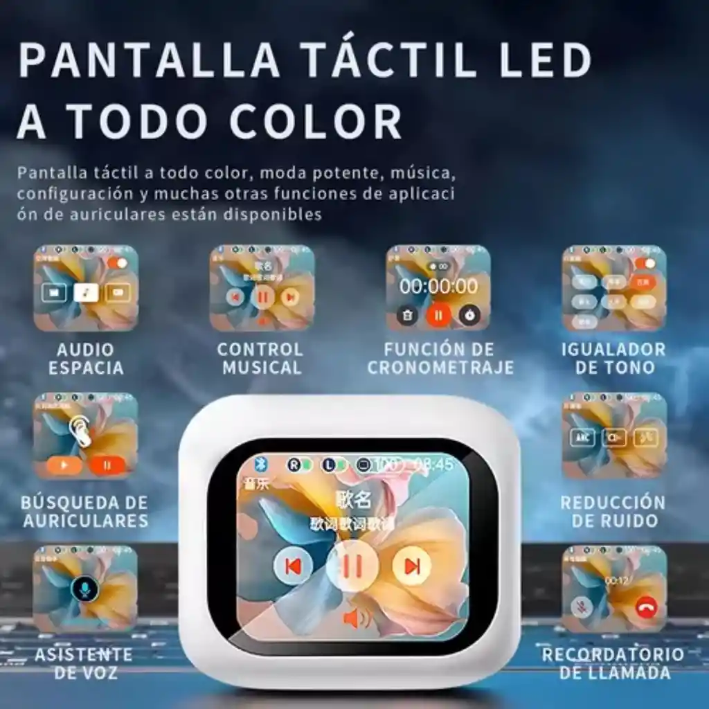 Audifonos Inalámbricos Bluetooth M6 Pantalla Tactil Con Anc Enc