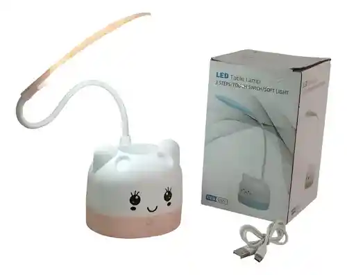 Lampara Led Recargable Mesa Noche Cuello Flexible Tactil