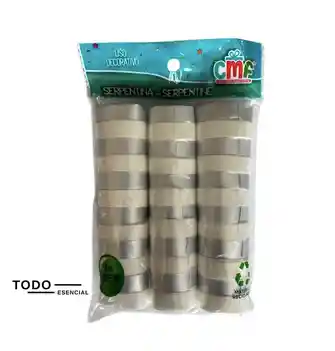 Serpentina Blanca Y Plateada X36