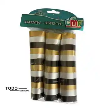 Serpentina Tricolor Negra, Dorado Y Perla X36