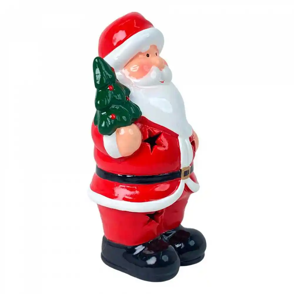 Adorno Santa Santini Con Luz 7x16cm Rojo Ceramica