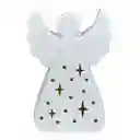 Angel Decorativo Santini Con Luz 5x14cm Blanco Porcelana