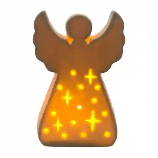 Angel Decorativo Santini Con Luz 5x14cm Blanco Porcelana