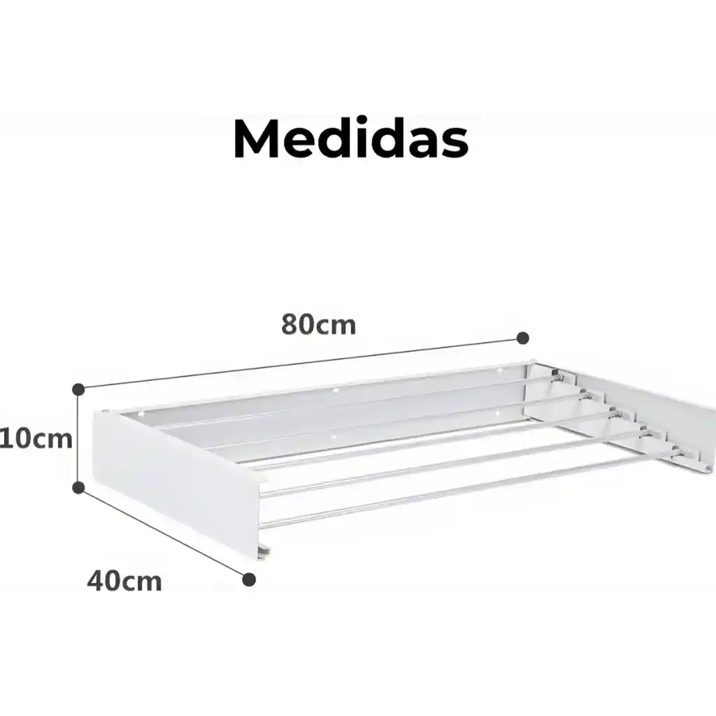 Tendedero Plegable Pared Ropa Metálico 80cm X 40cm