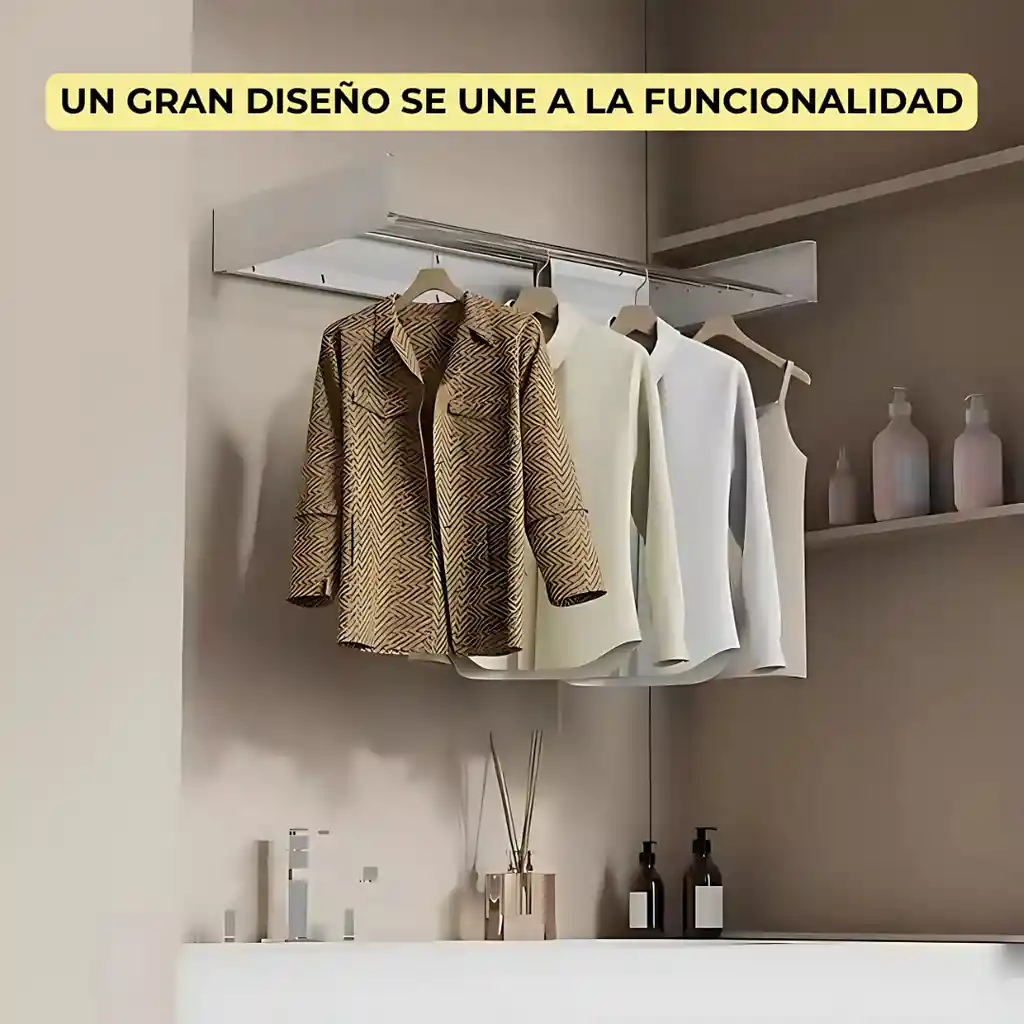 Tendedero Plegable Pared Ropa Metálico 80cm X 40cm