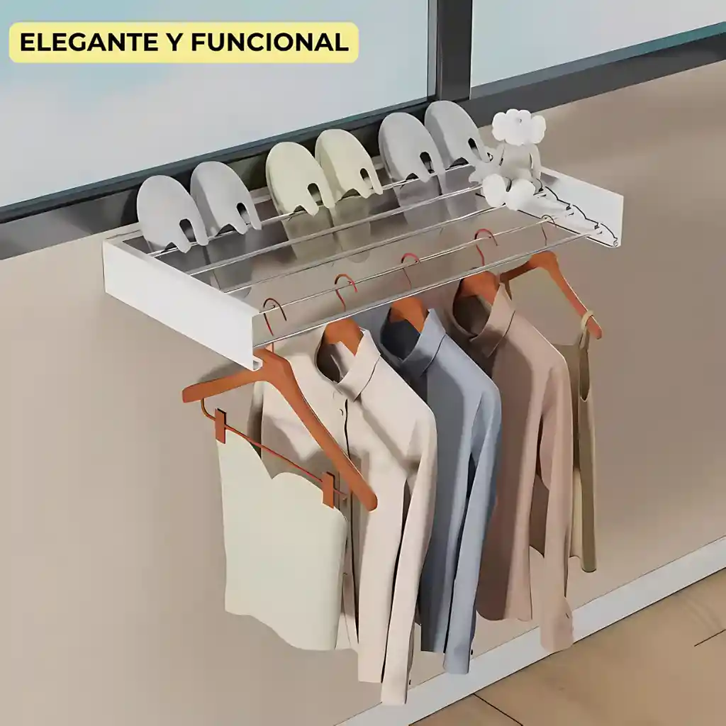 Tendedero Plegable Pared Ropa Metálico 80cm X 40cm