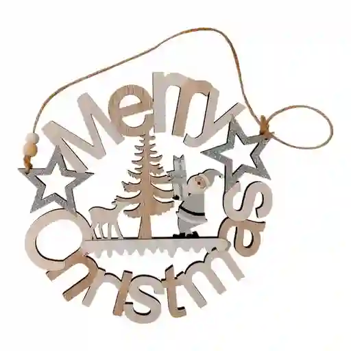 Cuelga Puertas Santini Merry Christmas X21cm Natural Madera