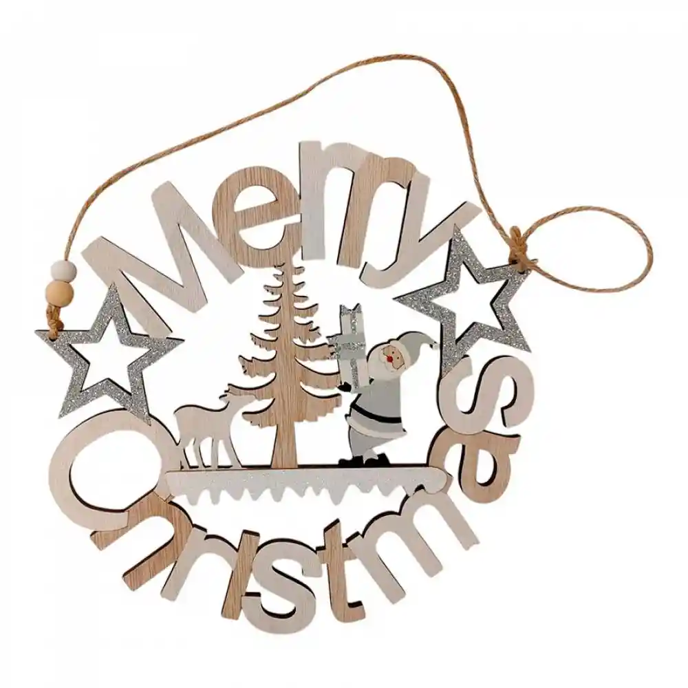 Cuelga Puertas Santini Merry Christmas X21cm Natural Madera