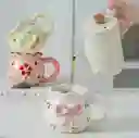 Mug Taza De Cerámica Moñito Rosa