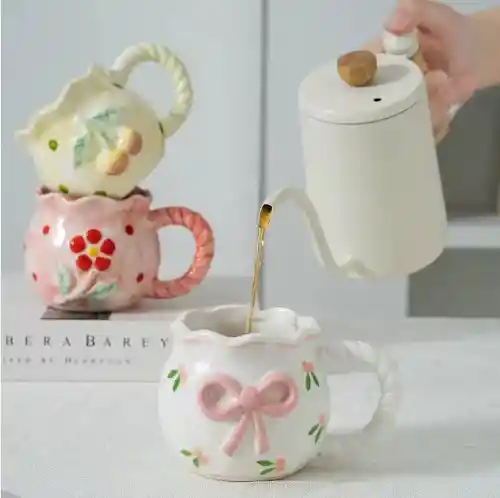 Mug Taza De Cerámica Moñito Rosa