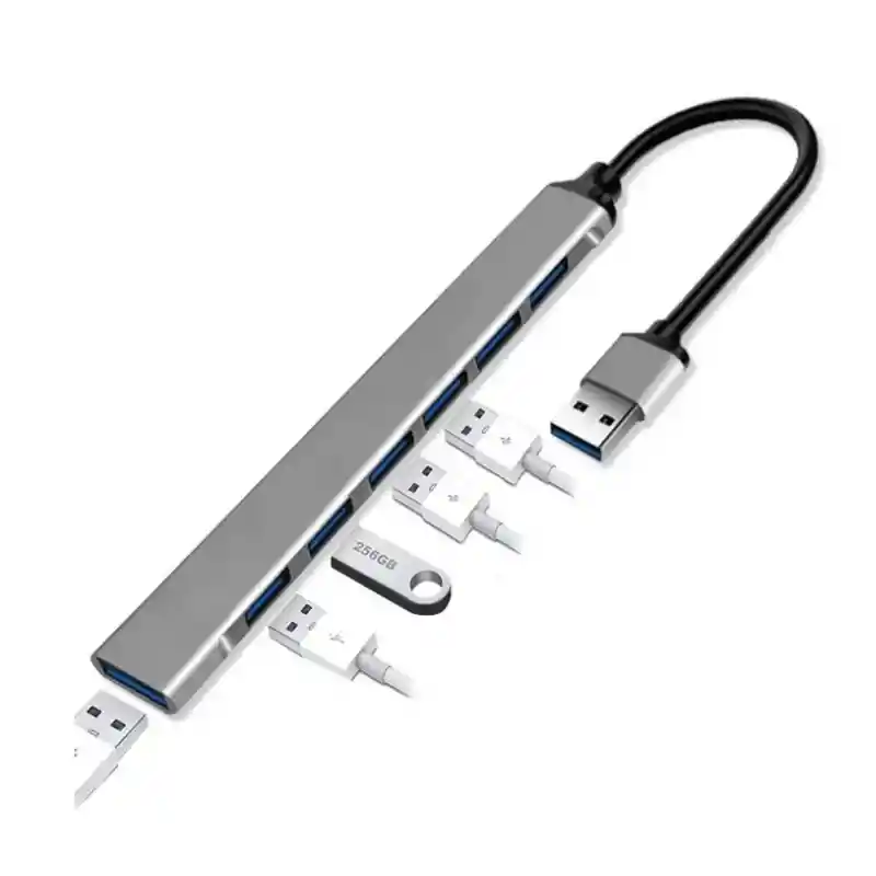 Hub Treqa De 7 Puertos Usb 3.0 Color Gris Oscuro