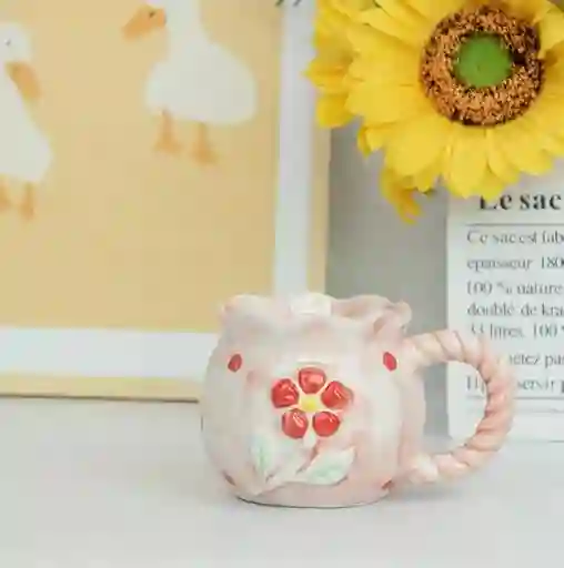 Mug Taza De Cerámica Flor Roja
