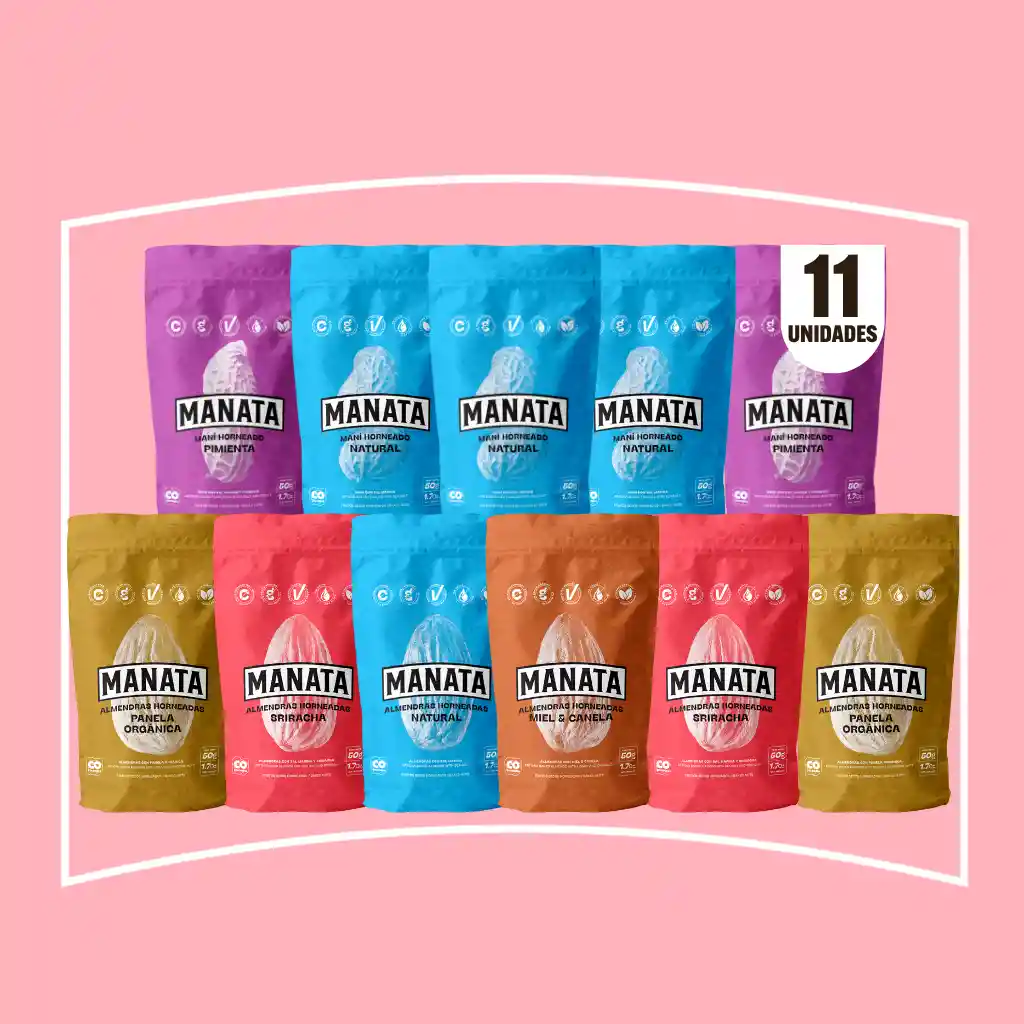 Mega Combo Manata Maní (x5) + Almendras (x6) Sabores Surtidos