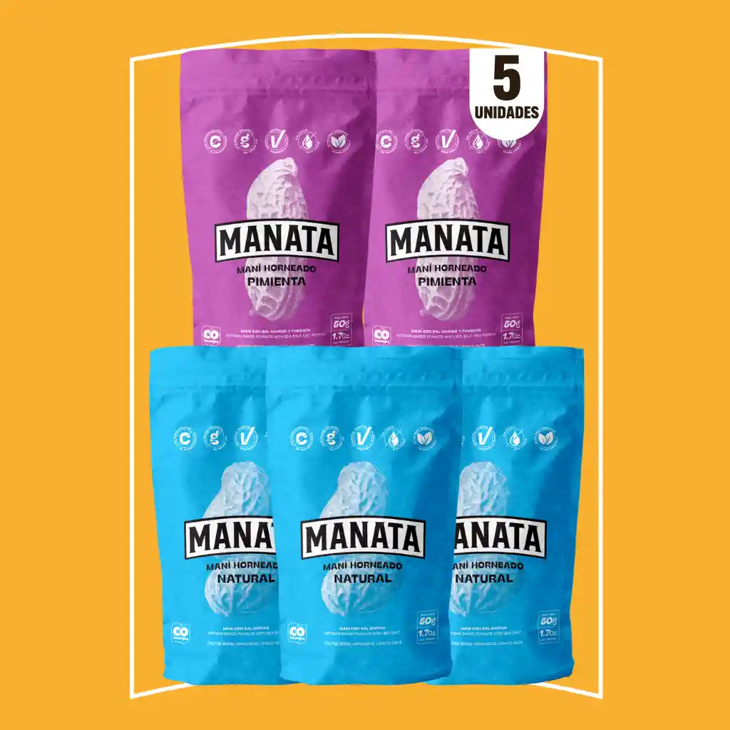 Manata Maní (x5 Unds) Sabores Surtidos
