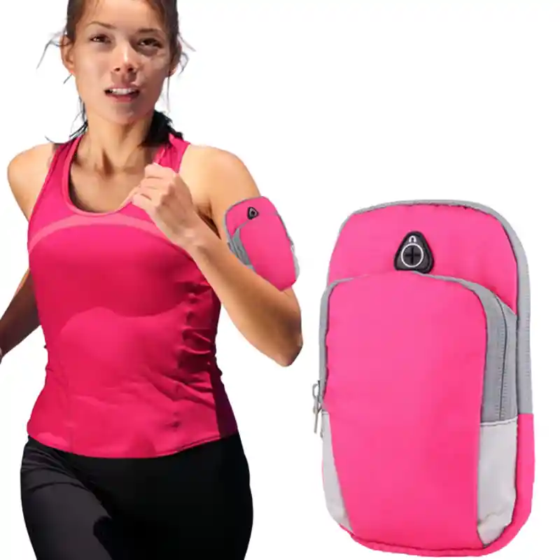 Brazalete Deportivo Porta Celular Con Bolsillos Doble Cierre