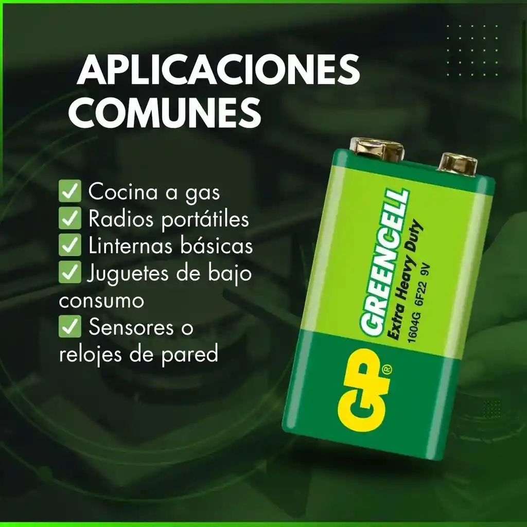 Pila 9v Gp Cuadrada 9v Greencell Original X5