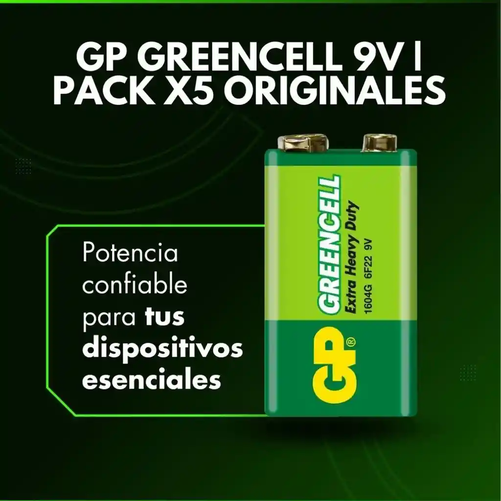Pila 9v Gp Cuadrada 9v Greencell Original X5
