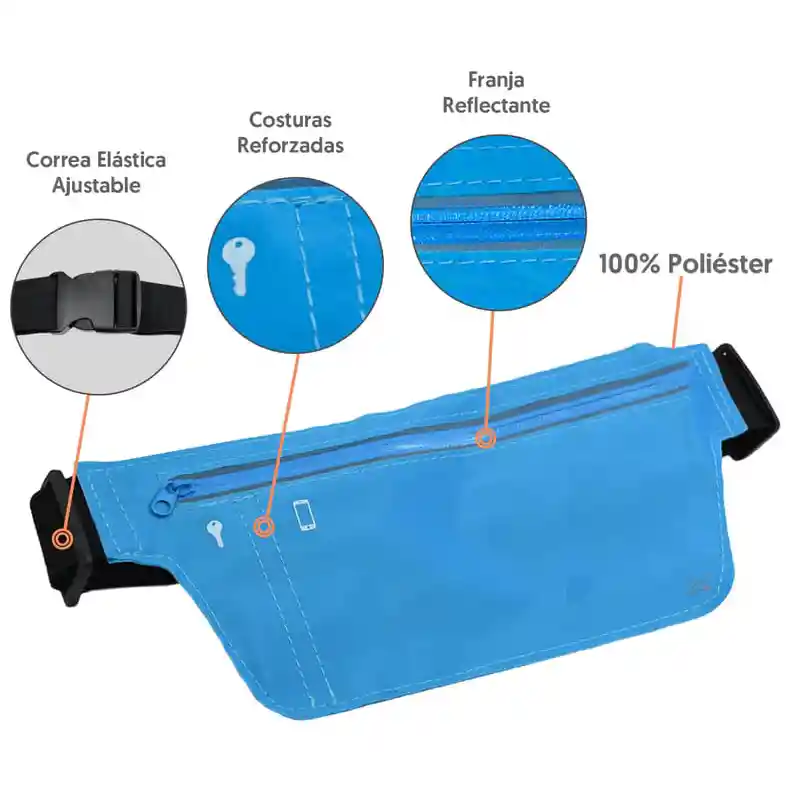 Cangurera Deportiva Unisex Con Cinta Reflectiva Y Ajuste Elástico