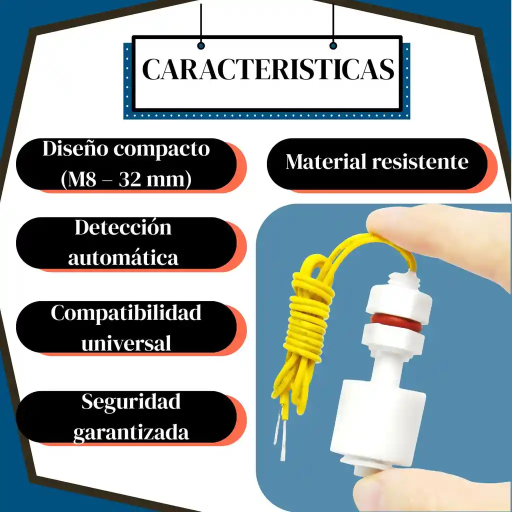 Sensor De Nivel Interruptor Flotador Plástico 52mm