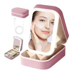 Espejo Joyero Con Luz Led Tactil Recargable