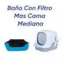 Combo Baño Arenero Con Filtro Mas Cama Mediana Impermeable Celeste