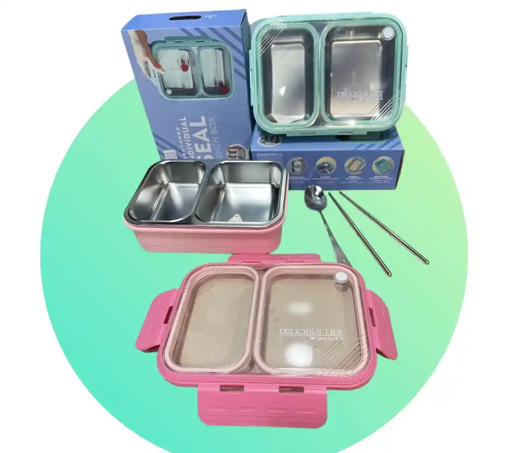 Porta Comidas De Doble Espacio Acero Inoxidable