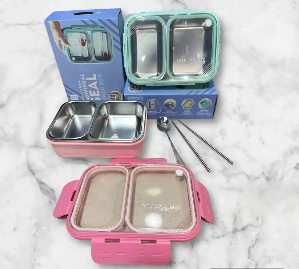 Porta Comidas De Doble Espacio Acero Inoxidable