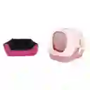 Baño Arenero Con Filtro Mas Cama Mediana Impermeable Rosado