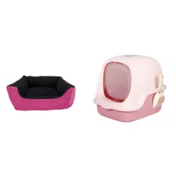 Baño Arenero Con Filtro Mas Cama Mediana Impermeable Rosado