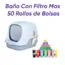 Baño Arenero Con Filtro Mas 50 Rollos De Bolsas Celeste