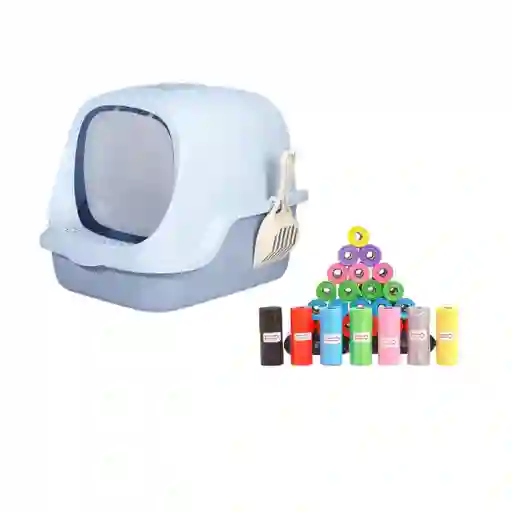 Baño Arenero Con Filtro Mas 50 Rollos De Bolsas Celeste
