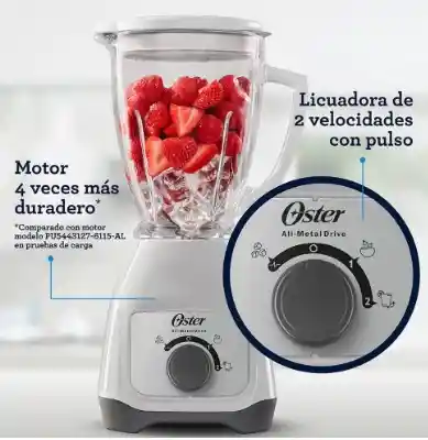 Licuadora Oster® Con Vaso De Vidrio Y Control De Perilla Bls Color Blanco 127v